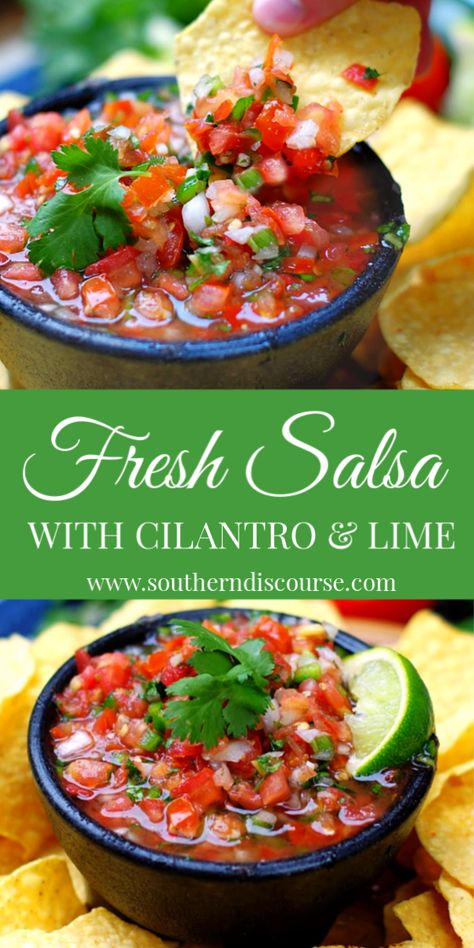 Salsa With Cilantro, Fresh Salsa Recipe Homemade, Quick Salsa, Tomato Salsa Recipe, Fresh Salsa Recipe, Easy Salsa Recipe, Salsa Guacamole, Fresh Tomato Recipes, Homemade Salsa Recipe