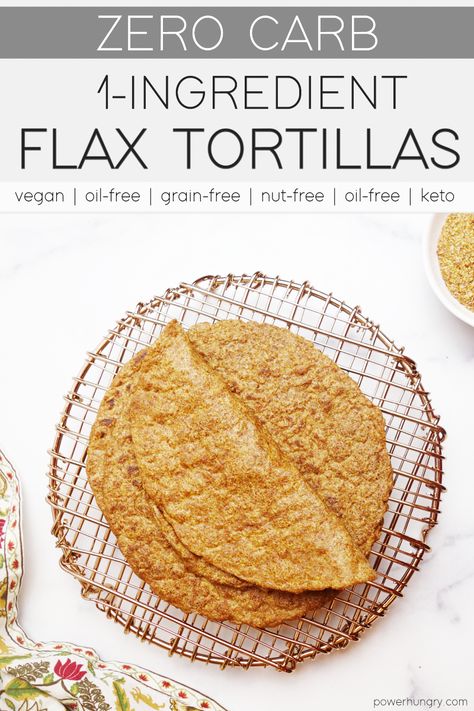 1-ingredient zero carb flax tortillas (0 net carbs)! Soft, flexible & scrumptious, they are vegan, oil-free, keto, & Paleo. #zerocarbs #ketotortilla #oilfree #keto #vegan #Paleo #oilfreeketobread #eggfree #ketogenic #1ingredient #grainfree #glutenfree #dairyfree #lowcarb #easyrecipe #cleaneating #cleaneats #ketobread #paleobread #paleotortilla #zerocarbbread #healthybread #healthytortilla #flax #flaxseedmeal Healthy Tortilla, Keto Tortillas, Paleo Bread, Boiled Egg Diet Plan, Flax Seed Recipes, Keto Vegan, Boiled Egg Diet, Lost 100 Pounds, Zero Carb