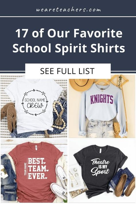 Show your second home some appreciation with the best school spirit shirts! There are options perfect for every grade, sport, and activity. Teacher School Spirit Shirts, Elementary School Staff Shirts, Teacher Spirit Shirts, School Sports Shirts, School Team Shirts, School Spirit Shirts Designs, Chess Shirts, Teacher Team Shirts, Team Spirit Shirts