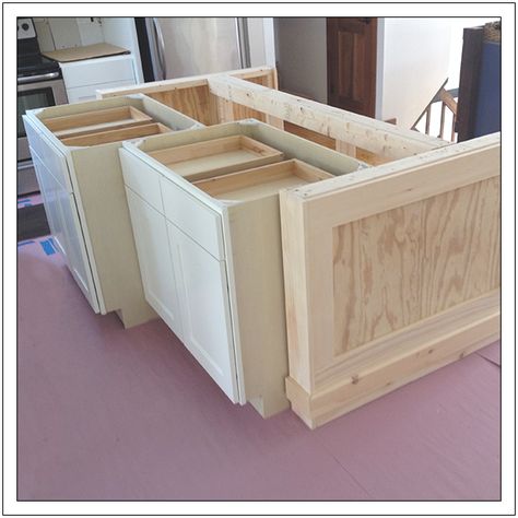 Kitchen-Island---20-copy Kitchen Island Build, Kitchen Island On Wheels, Kitchen Island Plans, Building A Kitchen, Stock Cabinets, Kitchen Island With Seating, Diy Kitchen Island, Island With Seating, Diy Cabinets