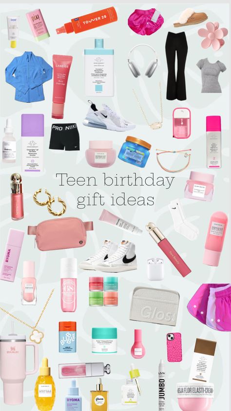 🎉🥳Teen birthday gift ideas (for girls)🥳🎉 13 Birthday Gift Ideas Girl, Teen Birthday Gift Ideas, Teen Christmas Wishlist, Bday Gift Ideas, Birthday Baskets, Preppy Birthday Gifts, Teenager Birthday Gifts, Girly Gifts Ideas, Watermelon Wallpaper