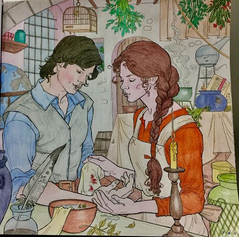 Colored by Pat Gordon.  Prince Dorian and Sorsha Sorsha And Dorian, Sorsha Tog, Throne Of Glass Coloring Book, Acotar Coloring Book, Dorian Havilliard, Tog Series, Sara J Maas, Aelin Ashryver Galathynius, Throne Of Glass Books