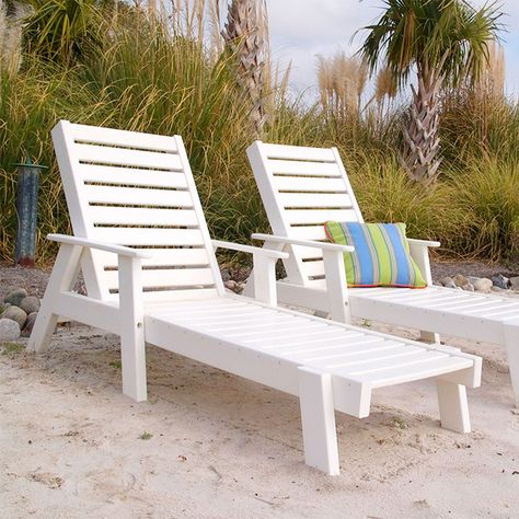 Polywood Captain Recycled Plastic Chaise Lounge with Arms | Pool & Patio Furniture | Upbeat.com Wood-look commercial lounge chair is perfect for pool and roof decks or outdoor patios. #loungechair #recycledplastic #pool #patio #poolfurniture #patiofurniture #commercialsitefurnishings Pool Patio Furniture, Beach Lounge Chair, Lake Houses Exterior, Outdoor Benches, Pool Chairs, Furniture Design Chair, Chaise Lounger, Pool Lounge, Picnic Tables