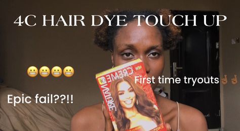 In this video I decided to dye my 4c hair for the first time. Prior to this my hair colour was golden brown at the tip so I just did a touch up for my entire hair. Creme Of Nature Hair Dye, Hair Dye No Bleach, Natural 4c Hair, Diy Highlights, Creme Of Nature, Dyed Natural Hair, Epic Fail, 4c Natural Hair, 4c Natural