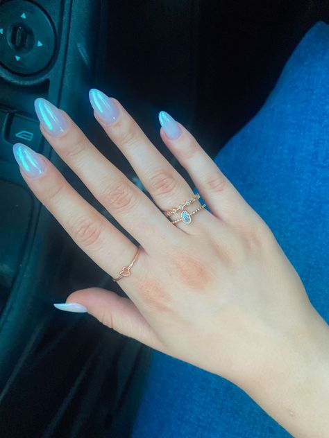 Light Blue Hoco Nails Acrylic, Hoco Nails Blue Dress, Homecoming Nails Light Blue, 90s Prom Nails, Homecoming Blue Nails, Hoco Nails For Blue Dress, Light Blue Homecoming Nails, Blue Hailey Bieber Nails, Blue Nails Hoco