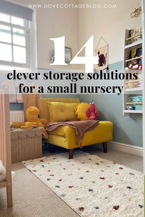 Baby boy nursery style Nursery With Storage, Tiny Nursery Storage Ideas, Clever Nursery Ideas, Swaddle Storage Nursery, Nursery Room Hacks, Nursery Storage Ideas Space Saving, Toy Storage Nursery Ideas, Nursery Blanket Storage Ideas, Toy Storage In Nursery