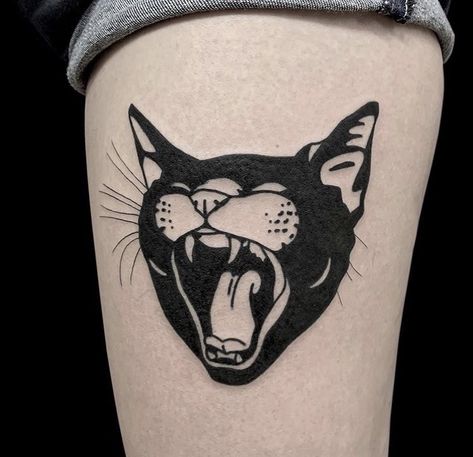 To Be Continued Tattoo, Traditional Style Cat Tattoo, Trad Cat Tattoo, American Traditional Cat Tattoo, Little Cat Tattoo, Cat Face Tattoo, Traditional Cat Tattoo, Black Cat Tattoo, Cats Tattoo