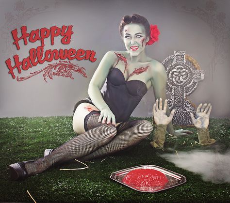 Happy Halloween zombie pin up Pin Up Halloween, Zombie Drawing, Zombie Pinup, Zombie Princess, Zombie Pin Up, Zombie Drawings, Halloween Shoot, Gothic Lingerie, Zombie Art