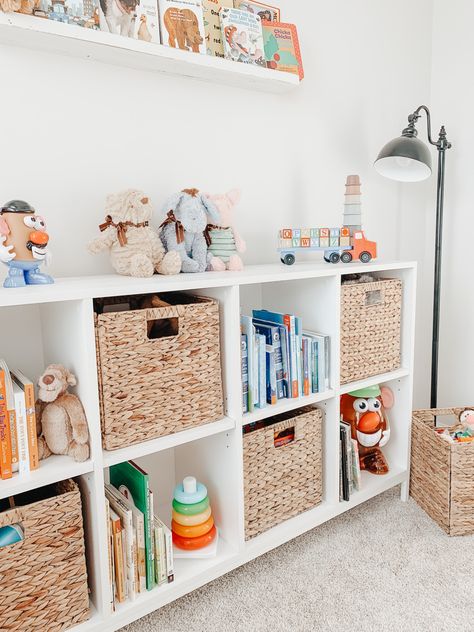 9 Cube Organizer Ideas Nursery, Cubby Storage Ideas Nursery, Cube Storage In Nursery, Small Playroom Ideas With Tv, Nursery Toys Storage, Cube Storage Ideas Nursery, Cube Organizer In Nursery, Toy Corner In Living Room Small Spaces, Cube Storage Toddler Room