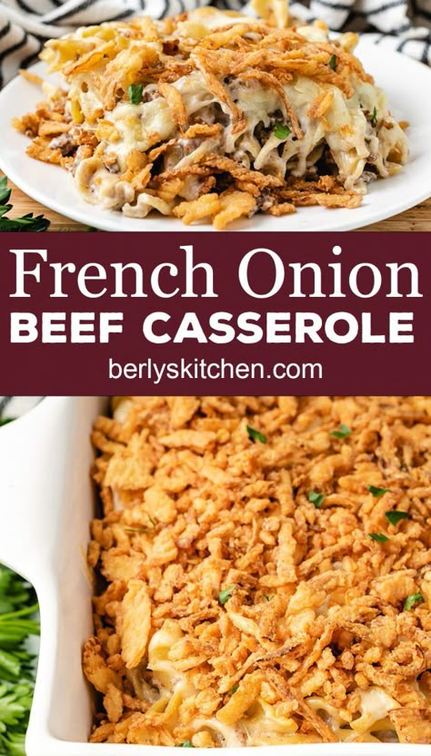 French Onion Beef And Noodles Casserole, Recipes Using French Onion Dip, French Onion Ground Beef Casserole, Supper Ideas For 2, French Onion Beef Casserole, Onion Beef Casserole, French Fried Onion Recipes, French Onion Casserole, French Onion Beef