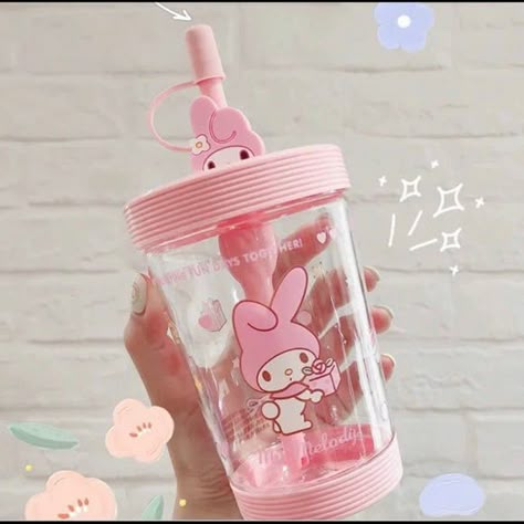 Miniso x Sanrio My Melody Tumbler Cup with Lid and Straw Sanrio Characters My Melody, Paznokcie Hello Kitty, Cinnamoroll Pompompurin, Kawaii Cups, My Melody Cinnamoroll, Cute School Stationary, Cup With Lid And Straw, Hello Kitty Aesthetic, Melody Cinnamoroll