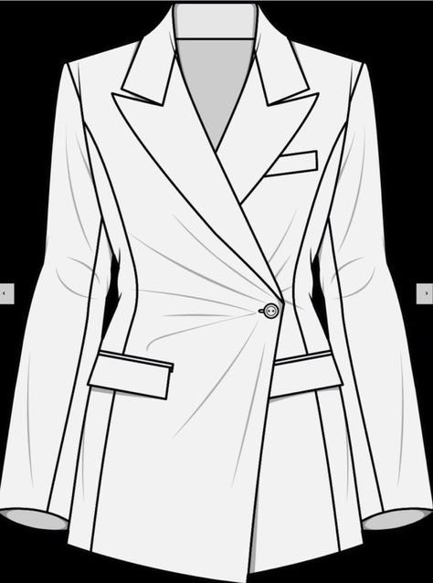 Blazer Flat Sketch, Blazer Sketch, Blazer Drawing, Blazer Illustration, Flat Sketches Fashion, Suit Drawing, Flat Drawings, Fashion Design Books, Fashion Figure Drawing