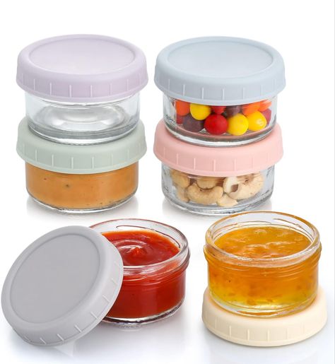 VITEVER [6 Pack] Salad Dressing Container To Go, 2.7 oz Glass Small Condiment Container with Lids, Dipping Sauce Cups Set, Leakproof Reusable Sauce Containers for Lunch Box Work Trip. Dressing Containers, Salad Dressing Container, Baby Food Storage, Work Trip, Baby Food Jars, Glass Food Storage, Glass Food Storage Containers, Cups Set, Food Jar