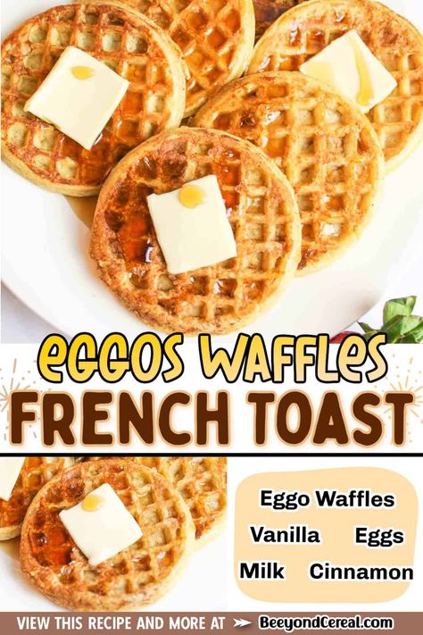 Using frozen waffles to make french toast is a wonderful way to enjoy breakfast in a new way. Combining french toast flavors with buttery toaster waffles makes every bite worth savoring. Toaster Waffles Recipes, Waffle French Toast Recipe, Waffle French Toast, Toaster Waffles, Ego Waffles Ideas, French Toast Waffles Recipe, Waffle Maker French Toast, Waffle Maker Breakfast Sandwich, Eggo French Toast