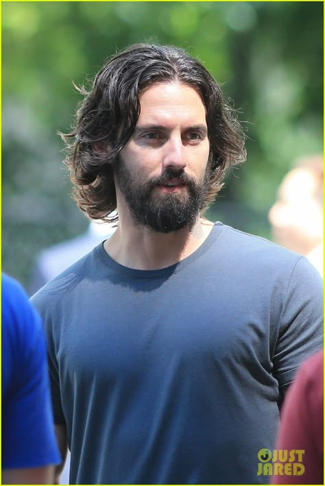 Scruffy Milo Ventimiglia & Lily Rabe Continue Filming 'The Whispers' Milo Ventimiglia Gilmore Girls, Lily Rabe, Milo Ventimiglia, Great Beards, The Whispers, Crew Cuts, Beard No Mustache, Vancouver Canada, Long Hair Styles Men