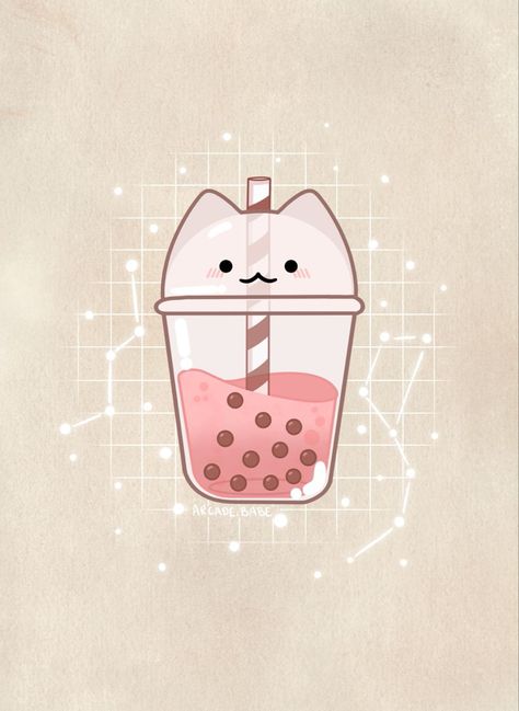 #cat #kitty #bobatea #boba #bubbletea #wallpaper #aesthetic #beige #pink #cute #fyp Cute Boba Tea Art, Cute Boba Drawing, Boba Drawings, Small Cute Stickers, Bubble Tea Drawing, Cute Pink Wallpaper Aesthetic, Boba Tea Wallpaper, Wallpaper Aesthetic Beige, Boba Tea Stickers