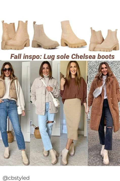 Tan Flat Boots Outfit, Fall Outfits With Tan Ankle Boots, Steve Madden Howler Boot Outfits, Styling Tan Boots, Tan Steve Madden Boots Outfit, Tan Ankle Boots Outfit Winter, Sand Boots Outfit, Steve Madden Chelsea Boots Outfit, Tan Lug Sole Boots Outfit