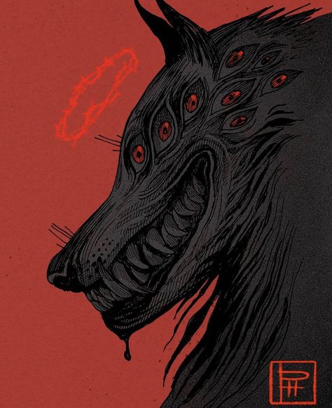 Wolf With Red Eyes, Demon Dog, Shadow Wolf, Demon Wolf, Beast Creature, Wolf Drawing, Demon Art, Wolf Art, Scary Art