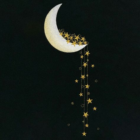 Urban Threads, Hand Embroidery Projects, Star Embroidery, Art Pillows, Embroidered Towels, Gold Work, Embroidery Craft, Moon Art, Hand Embroidery Patterns