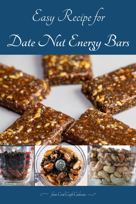 Nut Bars, Good Energy Book Recipes, Date Bar, Homemade Date Bars, Date And Nuts Bar, Homemade Energy Bars, Protein Bars With Dates, Healthy Nut Bars Recipe, Oat Bars Recipe