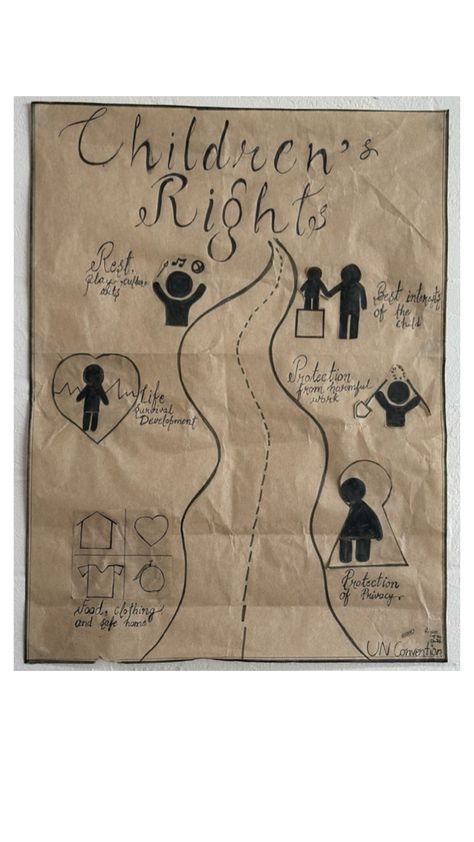 Children’s rights poster Children Rights Poster, Child Rights Craft, Human Rights Day, Poster Diy, Children's Rights, Dreamy Art, Human Rights, Project Ideas, Human