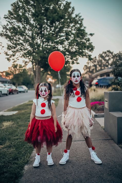 50 Halloween Picture Ideas: Spooky & Funny Make Your Own Clown Costume, Kids Creepy Clown Costume, Clowns Costume Women, Scary Clown Family Costumes, Girls Scary Clown Costume Diy, Creepy Clown Halloween Costumes, Diy Halloween Costumes Clown, Scary Clown Kids Costume, Kids Scary Clown Costume