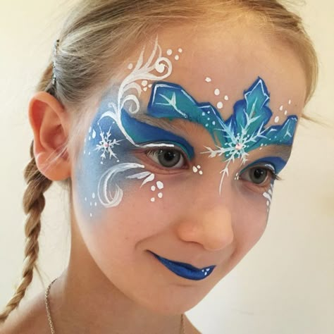 Elsa face paint #elsa #facepaint #frozen #frost #blue ... Frozen Face Paint, Elsa Makeup, Elsa Face, Ice Queen Makeup, Bodysuit Tattoos, Christmas Face Painting, Frozen Face, Girl Face Painting, Face Painting Tutorials