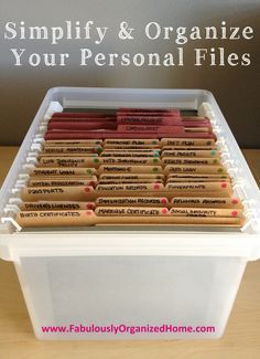 {the weekend organizer} creating simplified + organized personal reference files Home Filing System, Paperwork Organization, Paper Clutter Organization, Office Organization Files, Emergency Binder, Organizing Paperwork, Bill Organization, Paper Clutter, Organisation Hacks