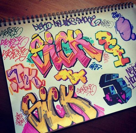 Sick Graffiti, Graffiti Ideas, Graffiti Wildstyle, Graffiti Text, Graffiti Piece, Graffiti Words, Graffiti Lettering Fonts, Graffiti Doodles, Graffiti Writing