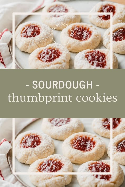 Sourdough Thumbprint Cookies, Sourdough Cookie Recipes, Sourdough Discard Recipes Cookies, Sourdough Dessert, Dough Starter Recipe, Sourdough Cookies, Sourdough Starter Discard Recipes, Starter Discard Recipes, Sourdough Breads