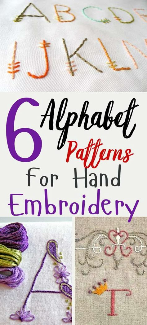 6 Alphabet Patterns For Hand Embroidery – Needle Work How To Embroider Monogram By Hand, How To Design Embroidery Patterns, Cross Stiches Ideas Modern Pattern Free, Spring Embroidery Ideas, Bookmark Embroidery Patterns, Sweatshirt Hand Embroidery, Learn Embroidery Tutorials, Embordery Clothes, Embroidery Letter Patterns