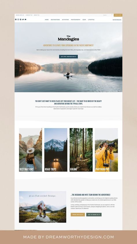 Frontend Website Design, Travel Blogger Website Design, Adventure Website Design Inspiration, Travel Blog Website Design Inspiration, Travel Website Design Layout, Travel Blog Design Layout, Travel Blog Web Design, Wordpress Website Design Inspiration, Photography Website Layout