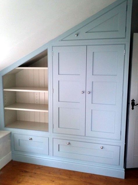 Theater Crafts, Attic Closet Ideas, Diy Kast, Gardening Party, Party Drawing, Attic Bedroom Designs, Attic Closet, Angled Ceilings, Aesthetic Diy