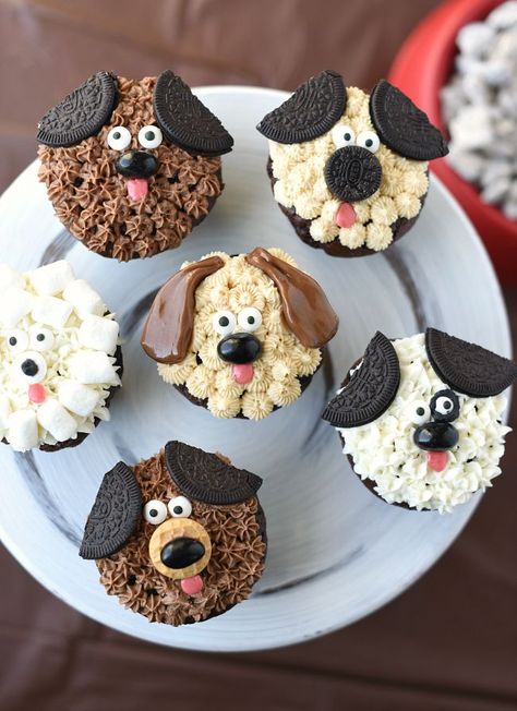 Looking to make puppy dog cupcakes for a birthday cake or other event? These puppy cupcakes are easy to make and perfect for a dog birthday party! Puppy Dog Cupcakes, Donat Glaze, Birthday Cake Cookies, Puppy Cupcakes, Dog Cupcakes, Halloween Cookies Decorated, Puppy Birthday Parties, Dog Cakes, Birthday Cakes For Men