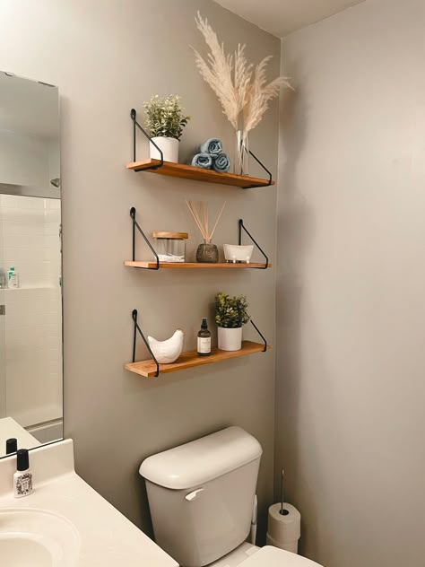 Shelving Above Toilet, Shelves Behind Toilet, Shelves Above Sink, Dorm Bathroom Ideas, Bathroom Designs 2023, Bathroom Ideas For Small Spaces, Target Bathroom, Small White Bathrooms, Shelves Above Toilet