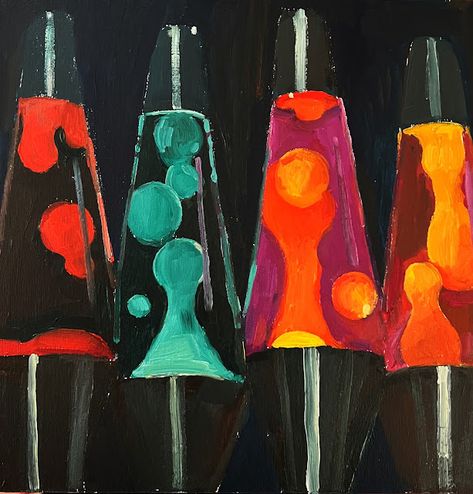 Weird Simple Paintings, Flat Color Painting, Oil Pastel Reference Photos, A Painting A Day, Self Actualization Art, Lava Lamp Poster, Arts And Crafts Painting, Lava Lamp Painting Canvas, Funky Acrylic Painting