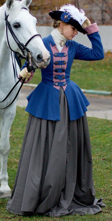 Georgian era Riding Habit Colonial Era Fashion, Redingote 18th Century, Colonial Clothing, Kaleidoscope Fashion, 18th Century Women, Riding Habit, 18th Century Dress, 18th Century Costume, 18th Century Clothing