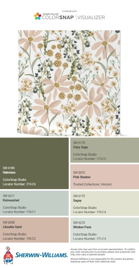 Sage Colors Sherwin Williams, Cottagecore Paint Colors Sherwin Williams, Cottagecore House Color Scheme, Neutral Color Palette For Home Sherwin Williams, Sherwin Williams Feminine Colors, Clary Sage Sherwin Williams Color Scheme, Sherwin Williams Lotus Flower, Sherwin Williams Nursery Colors Girl, Lotus Flower Sherwin Williams