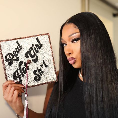 If you are graduating this fall and still have not landed on the perfect graduation cap design, Megan Thee Stallion is here to give you some inspo. 📸: Megan Thee Stallion via Instagram #megantheestallion #graduation #graduationcap #gradcap Grad Cap Designs Nursing, Graduation Cap Decoration Diy, College Graduation Cap Decoration, Grad Cap Designs, Diy Graduation Cap, Grad Cap Ideas, Graduation Cap Ideas, Diy Graduation, Grad Photoshoot