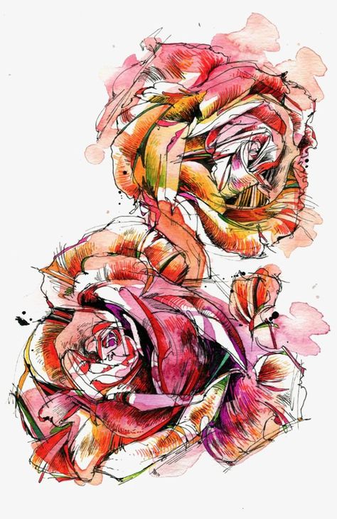 Abby Diamond, Cartoon Rose, Hand Painted Roses, Plant Drawing, Rose Painting, Skin Art, A Drawing, Beautiful Tattoos, 그림 그리기