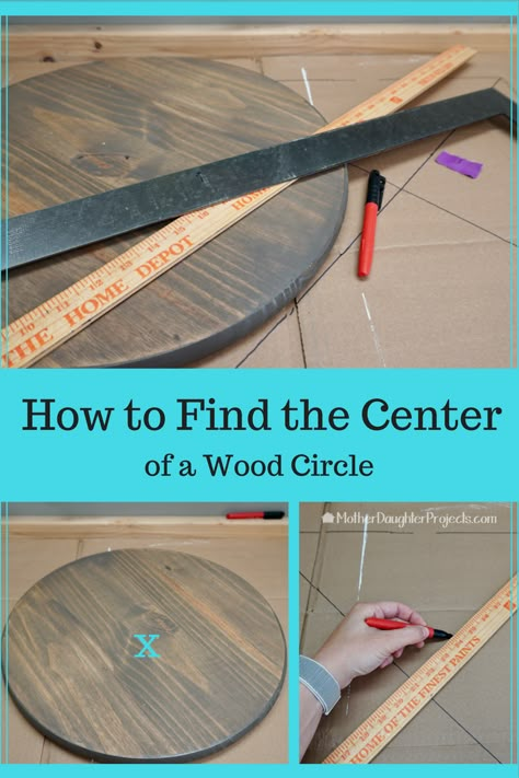 Learn a quick way to find the center of a circle or the center of a wood round. Monogram Round Wood Sign Diy, Circle Signs Wooden Diy Last Name, How To Make A Round Wood Door Sign, Small Wood Rounds Crafts Diy Projects, Round Kitchen Signs Wood Diy, Round Wooden Signs Diy, Circular Wooden Signs, Wood Circle Craft Ideas, Round Boards Ideas