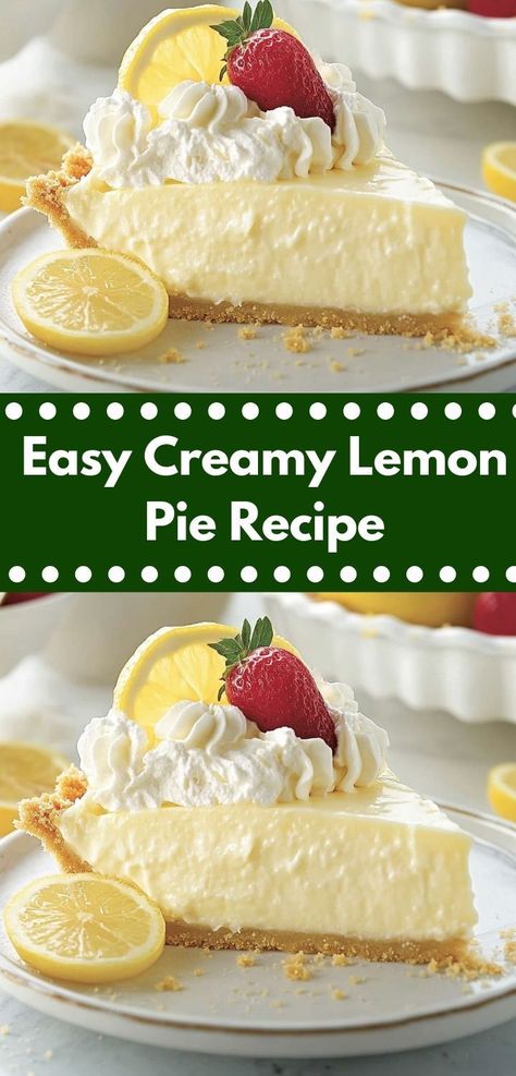 Lemon Cream Pie Recipe, Lemon Baked Goods, Cheesecake Recipe Ideas, Creamy Lemon Pie, Easy Lemon Pie, No Bake Lemon Pie, Cheesecake Ideas, Lemon Pie Recipe, Lemon Cream Pies