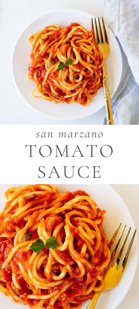 Homemade San Marzano Tomato Sauce, San Marzano Spaghetti Sauce, San Marzano Tomato Sauce Recipes, Spaghetti With Red Sauce, Red Sauce Pasta Recipe, San Marzano Tomato Sauce, Red Sauce Recipe, Red Pasta, Red Sauce Pasta