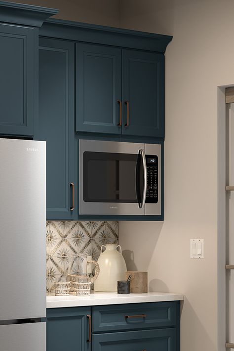 Wall Built-In Microwave Cabinet | Appliance Cabinets Microwave Garage Cabinet, Built In Microwave Above Stove, Ideas Where To Put Microwave In Kitchen, Built In Microwave Next To Fridge, Microwave Makeover Diy, Microwave Cubby Ideas, Microwave In Kitchen Cabinet, Microwave Kitchen Cabinet, Microwave On Wall