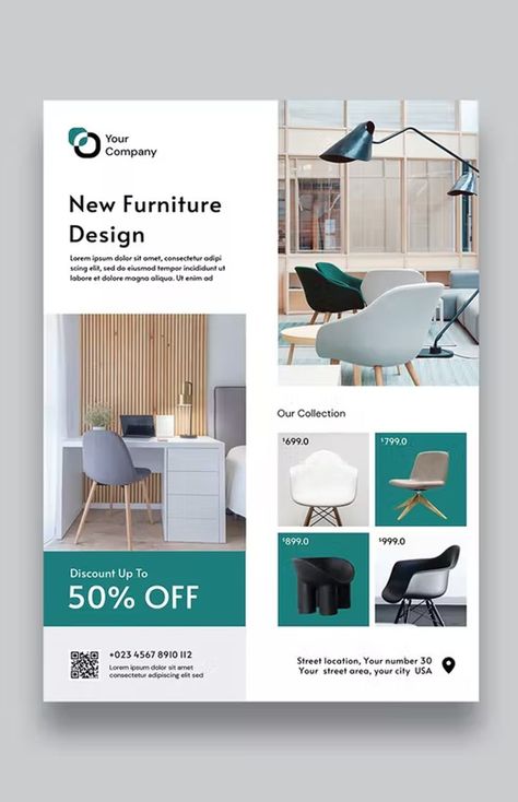 Furniture Flyer Design, Flyers Design Layout, Product Flyer Design, Catalog Design Layout, Interior Design Template, Promotion Flyer, Advertising Flyers, Graphic Design Portfolio Layout, Product Flyer