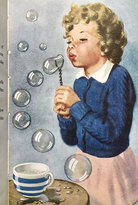 Games To Make, Bubble Drawing, Ladybird Books, Bubble Balloons, Bubble Art, Blowing Bubbles, Images Vintage, Soap Bubbles, Childrens Illustrations