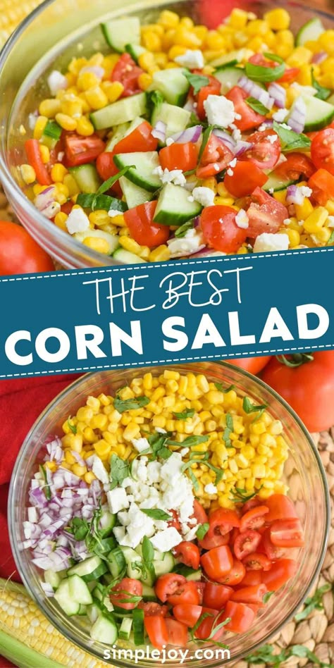 Easy Side Salad Recipes, Salad Recipes Corn, Best Corn Salad, Easy Side Salad, Corn Salad Recipe Easy, Easy Corn Salad, Recipes Corn, Corn Recipes Side Dishes, Corn Salad Recipe