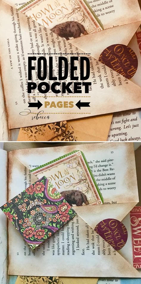 Altered Book Pages Ideas, Masculine Journal, Book Altering, Junk Journal Pockets, Altered Books Pages, Homemade Journal, Page Crafts, Journal Pockets, Handmade Journals Diy