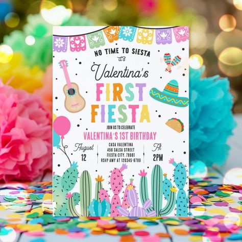 One Fiesta Party, Three Esta Birthday Party Invitations, First Fiesta Invitations, First Fiesta Theme Party, Fiesta Theme 1st Birthday Party, My First Fiesta 1st Birthdays, First Fiesta Birthday Girl, Three Esta Party, Three Esta Birthday Party