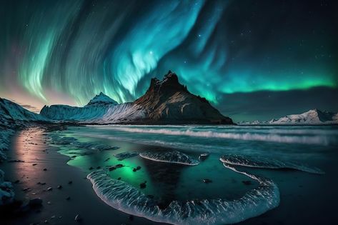 Photo beautiful northern lights landscap... | Premium Photo #Freepik #photo #wallpaper #background-wallpaper #night-sea #panorama Northern Lights Desktop Wallpaper Hd, Mountains Landscape Photography, Best Wallpaper For Laptop Hd, Landscape Pc Wallpaper Hd, Aesthetic Galaxy Wallpaper Desktop, Northern Lights Wallpaper Laptop, Wallpapers Landscape Desktop, Northern Lights Wallpaper Desktop, 4k Landscape Wallpaper For Laptop